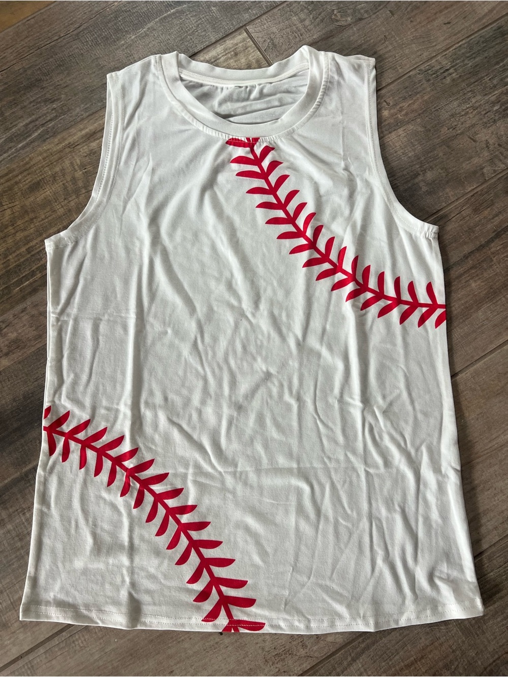 Womens White Baseball Graphic Tank Top